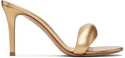 Gianvito Rossi Gold Bijoux Mule 85 Heeled Sandals In Brown