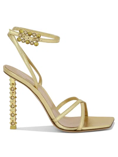 Gianvito Rossi Gold Criss-cross Heeled Sandals For Women, Ss24 Collection