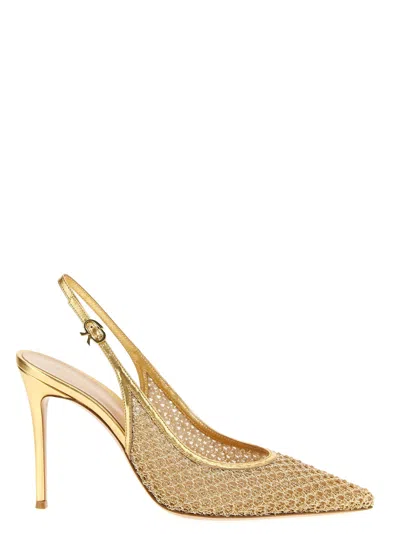 Gianvito Rossi Leather-trimmed Slingback Pumps In Neutral