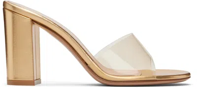 Gianvito Rossi Gold Glass Block Heel Heeled Sandals