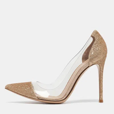 Gianvito Rossi Gold Glitters And Pvc Plexi Pointed Toe Pumps In Multi