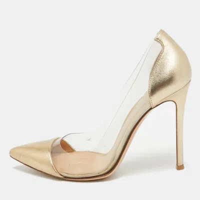 Pre-owned Gianvito Rossi Gold Leather And Pvc Plexi Pumps Size 37
