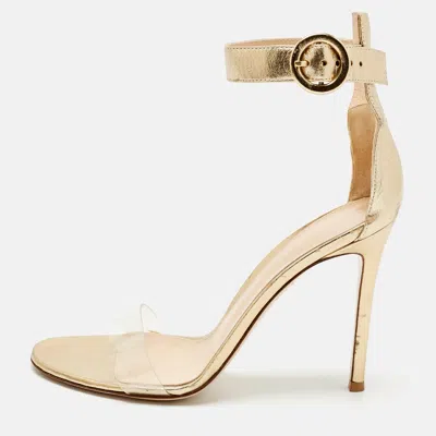 Gianvito Rossi Gold Leather And Pvc Stella Ankle Strap Sandals