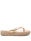 Gianvito Rossi Leather Platform Espadrille Thong Sandals In Neutrals