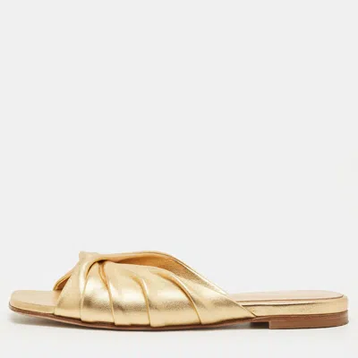 Gianvito Rossi Gold Leather Flat Slide