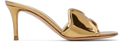 Gianvito Rossi Gold Lucrezia 70 Mules In Mekong