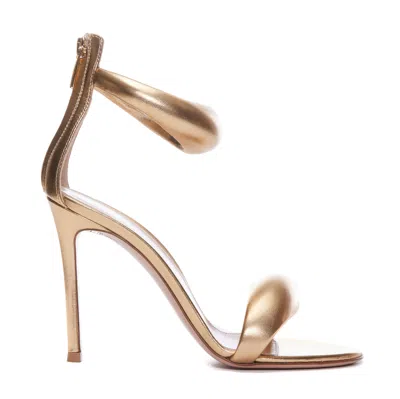 GIANVITO ROSSI GOLD METALLIC NAPPA BIJOUX SANDALS