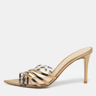 Gianvito Rossi Gold Pvc And Leather Elle Slide Sandals
