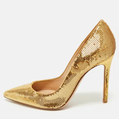 Pre-owned Gianvito Rossi Gold Sequins Gianvito Pumps Size 36.5