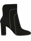 Gianvito Rossi Gold-trim Suede Boots In Black