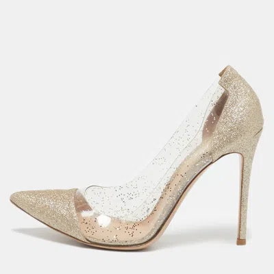 Gianvito Rossi Gold/transparent Glitter And Pvc Plexi Pumps
