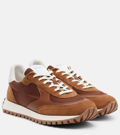 Gianvito Rossi Gravel Leather And Suede Sneakers In Brown