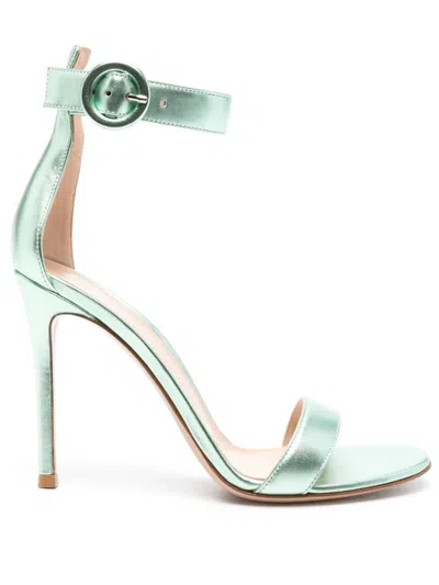 Gianvito Rossi Round-headed High-heeled Sandals In Green