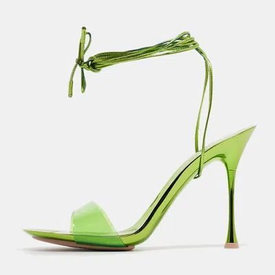 Pre-owned Gianvito Rossi Green Pvc And Leather Spice Sandals Size 39