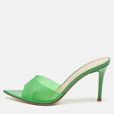 Pre-owned Gianvito Rossi Green Pvc Elle Slide Sandals Size 39.5
