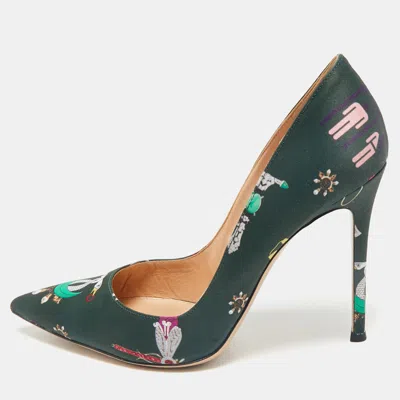 Gianvito Rossi Green Satin Gianvito 85 Pointed Toe Pumps In Black