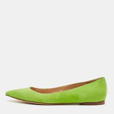 Gianvito Rossi Green Suede Ballet Flats