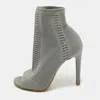 Gianvito Rossi Grey Knit Fabric Open Toe Ankle Boots In Multi