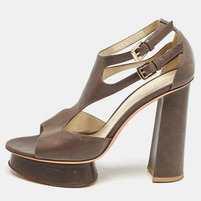 Gianvito Rossi Grey Leather Platform Sandals In Gray