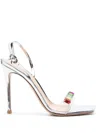 Gianvito Rossi Crystal Embellished Transparent Strap Sandals In Grey