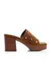 Gianvito Rossi Grommet-embellished Suede Platform Sandals In Brown