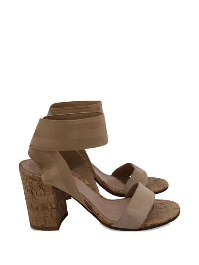 Pre-owned Gianvito Rossi Hailee Block-heel Sandals In Brown