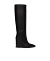 Gianvito Rossi Leather Wedge Knee-high Boots In Black