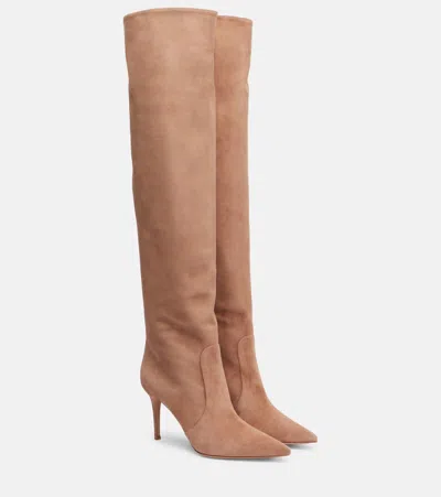 Gianvito Rossi Hansen 85 Leather Knee-high Boots In Sand