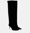 Gianvito Rossi Clarice 85 Metallic Leather-trimmed Suede Over-the-knee Boots In Black