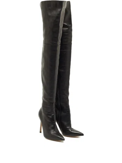 Pre-owned Gianvito Rossi Hansen Leather Over-the-knee Boots In Black