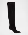 Gianvito Rossi Hansen Suede Pointed-toe Knee Boots In Black