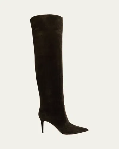 GIANVITO ROSSI HANSEN SUEDE POINTED-TOE KNEE BOOTS