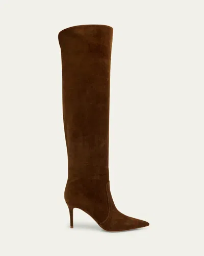 GIANVITO ROSSI HANSEN SUEDE POINTED-TOE KNEE BOOTS