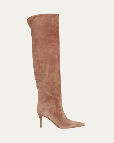 Gianvito Rossi Hansen Suede Pointed-toe Knee Boots In Multi
