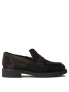 Gianvito Rossi Suede Loafers With Rubber Sole And Stitching In Brown