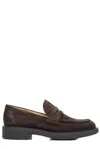 Gianvito Rossi Harris Shearling-lined Suede Loafers In Moka