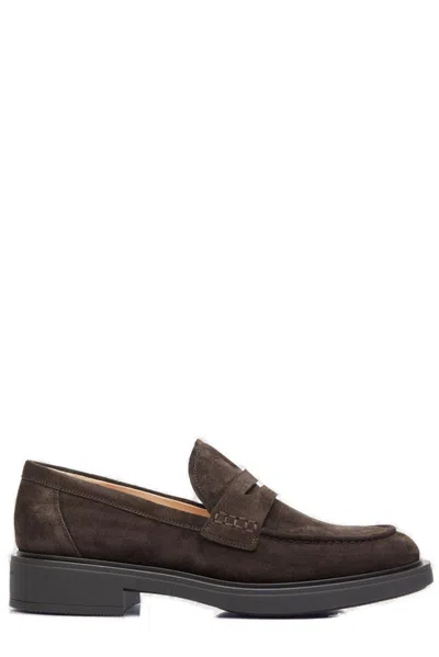 GIANVITO ROSSI HARRIS ROUND TOE LOAFERS