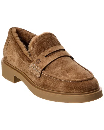 Gianvito Rossi Harris Suede Loafer In Beige