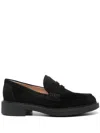 Gianvito Rossi Loafers With Round Toe And Suede Finish In Black