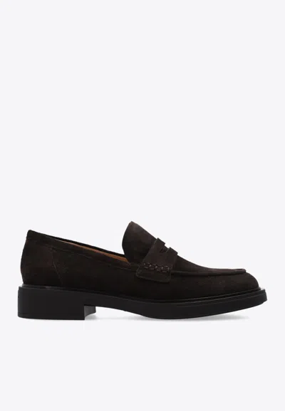 Gianvito Rossi Harris Suede Loafers In Brown
