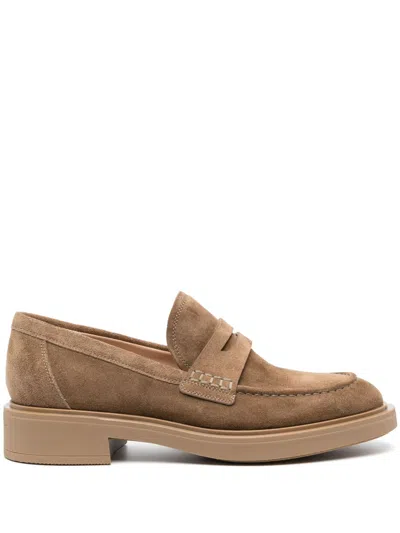 Gianvito Rossi Harris Suede Loafers In Brown