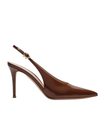 Gianvito Rossi Havana Patent Leather Slingback Pumps In Brown