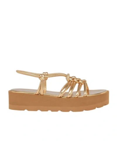 Gianvito Rossi 45 Knotted Metallic Leather Platform Sandals In Metallic Gold Leather