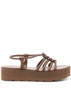Gianvito Rossi Camel Brown Caged Slingback Sandals In Brown