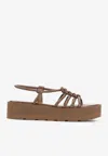 Gianvito Rossi Camel Brown Caged Slingback Sandals In Brown