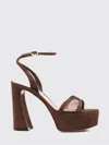 Gianvito Rossi Suede Mesh Platform Sandals In Brown