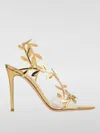 Gianvito Rossi Flavia Leaf Pointed Toe Asymmetric Slingback Sandal In Gold