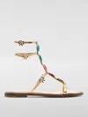 Gianvito Rossi Gemstone Detailed Flat Leather Sandals In Gold