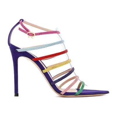Gianvito Rossi Heeled Sandals With Decorative Rhinestones In Animal Print