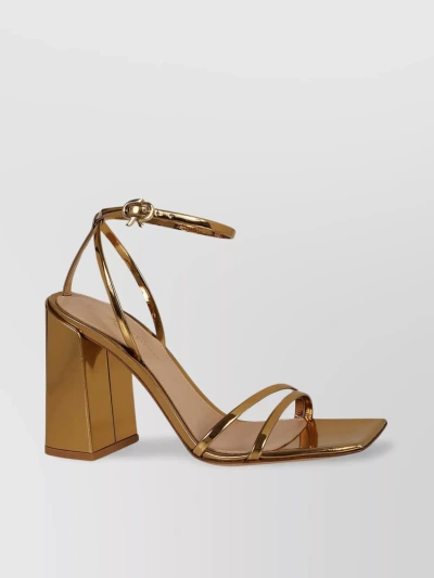 Gianvito Rossi Heeled Sandals With Metallic Finish And Open Toe In Brown